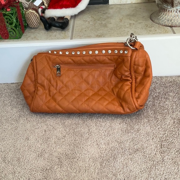💚NEW ITEM💚 VINTAGE RUST/ORANGE CRYSTAL STUDDED PURSE - Picture 2 of 8
